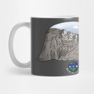 Mount Rushmore (White Text) Mug